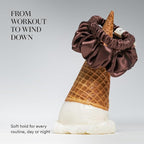 Clementine Sleepwear Organic Silk Scrunchie Set Ice Cream | 8 Skinny Scrunchies Made with GOTS Certified Silk for Frizz-Free Styling and Gentle Hair Care