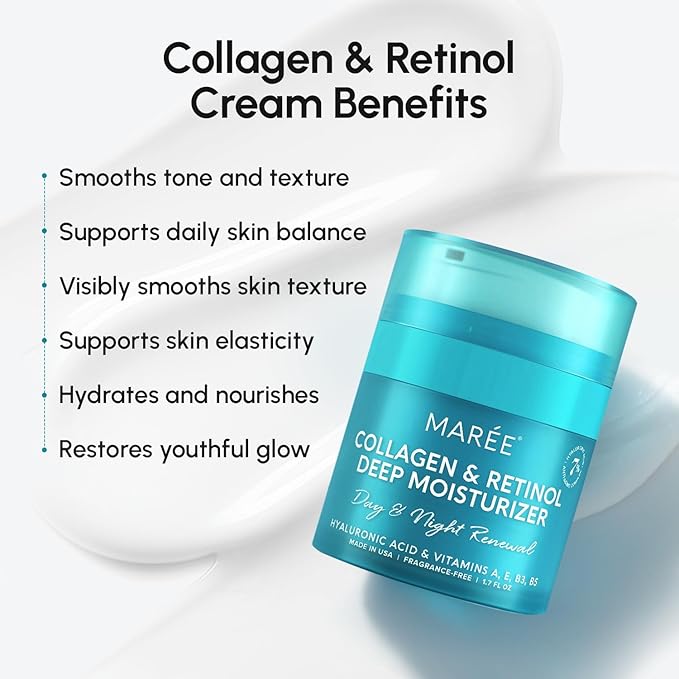 MAREE Face Moisturizer Retinol DD Cream for Face - Daily Wrinkle Cream for Women - Anti Aging Face Cream - Facial Moisturizer with Collagen - Crema Hidratante Para la Cara for Skin Tightening