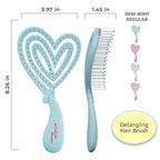 Detangler Brush – Heart-Shaped Detangling Brush for Curly, Wavy, Thick Hair – Dew Mint Hairbrush for Women with Bowl-Curve, Flexible Bristles, Blow Dryer Safe, Regular