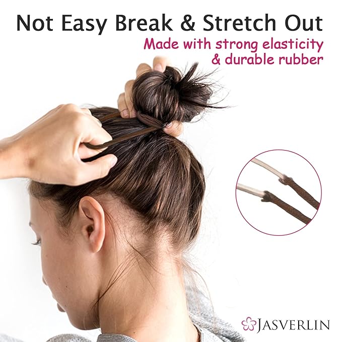 Elastic Hair Ties Ponytail Holders for Thick Hair Women Girls Men Non-Slip Breakage Damage Tangle Free Hair Accessories 4mm 50 Pieces (Auburn)