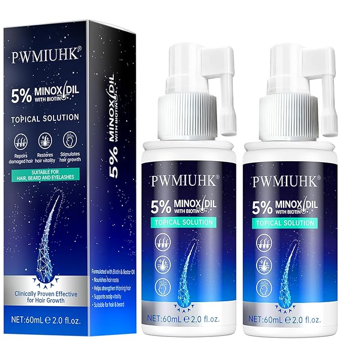 5% Minoxidil Hair Growth Spray - Minoxidil Spray Hair Regrowth Treatment Serum Stop Hair Thinning and Hair Loss For Stronger Thicker Longer Hair-2 fl.oz /60ml (2PCS)