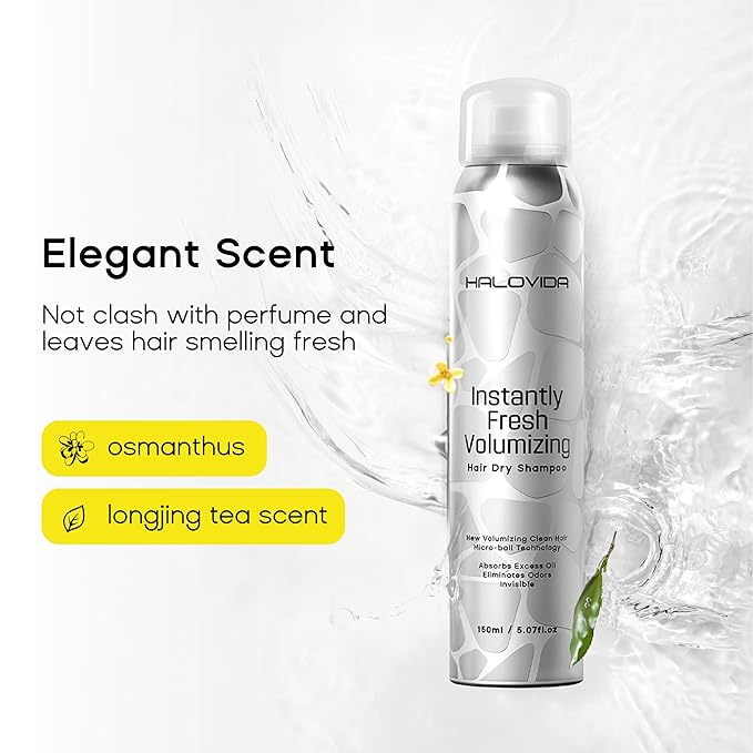 HALOVIDA Dry Shampoo for Women, Dry Shampoo Spray for Dark Hair Leaves No White Residue, Absorb Oils, Volumizing & Refresh Hair for 72 Hours, 5.07 Fl Oz (Pack of 4)