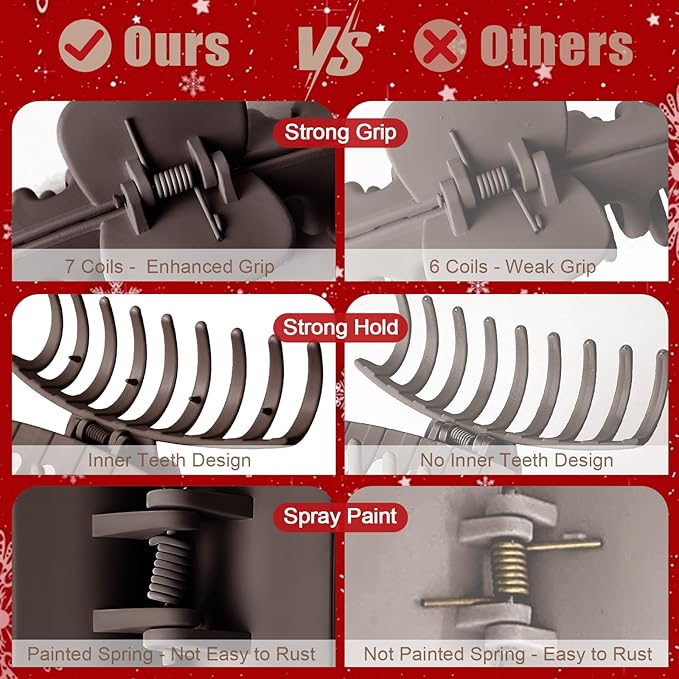 TOCESS Hair Claw Clips for Women - Large 8PK Neutral Matte Jumbo Square Hair Clips for Thick, Thin, Long, Short, Curly Hair Girls, Big Jaw Clip Set for Daily Use(Mocha Brown)