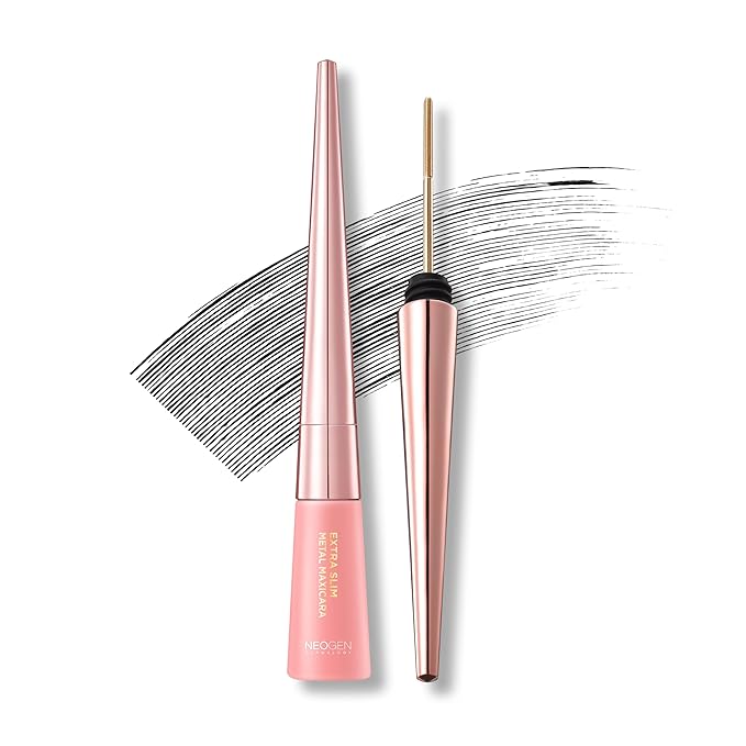 NEOGEN Extra Slim Metal Maxicara, Makeup Mascara, Washable Metal Iron Wand Brush, Long Lasting, Volumizing, Lengthening, Waterproof, Korean Makeup Beauty, Korean Vegan Certified, Black