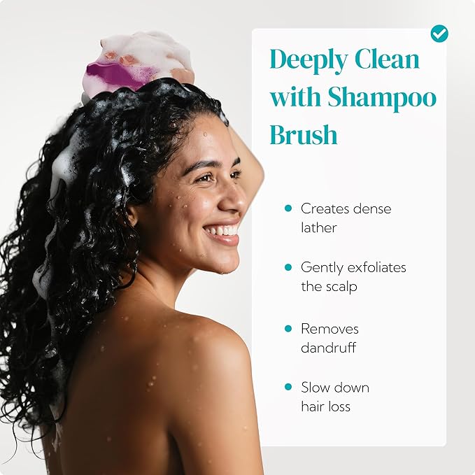 HEETA Hair Scalp Massager Shampoo Brush 2 Pack, Soft Silicone Bristles to Remove Dandruff, Waterproof Hair Scrubber for Both Wet Dry Hair, Suitable for Men & Women (Green & Purple)