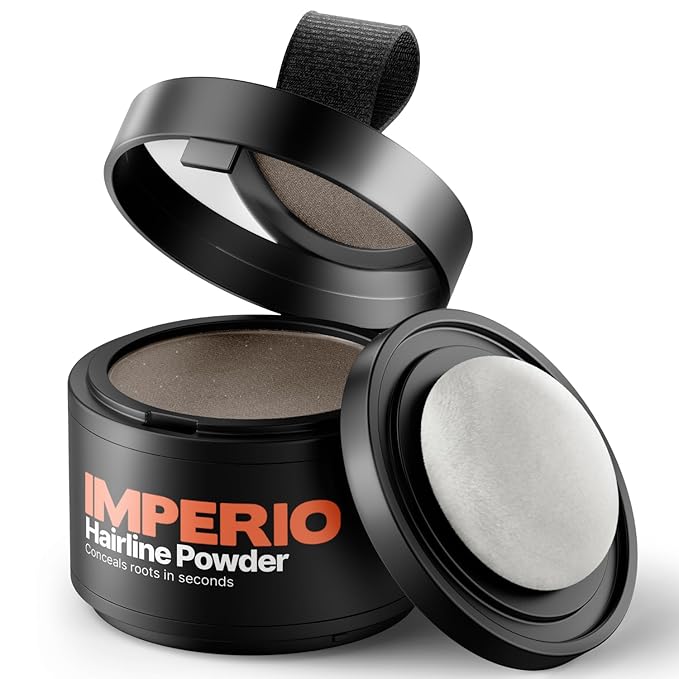 IMPERIO Root Touch Up Hair Powder for Concealing Hair Loss instantly - Hairline Powder for Women & Men - Water resistant Root Cover Up for Thinning Hair in Premium Hairdressing Quality (Medium Brown)