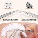 LASHVIEW Lash Kit for Beginners 338pcs Lash Extension Kit Professional Mannequin Head With 7 Pairs Replaced Eyelids Silicone Training Set Include Mini Fan Dryer Makeup Natural Skin Color