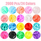 2000 Pcs Elastic Hair Rubber Bands for Girls, 24 Colors Small Girl Hair Ties Baby Hair Ties Elastic Rubber Bands with Hair Loop Styling Tool Hair Accessories for Toddler Baby Girl Hair