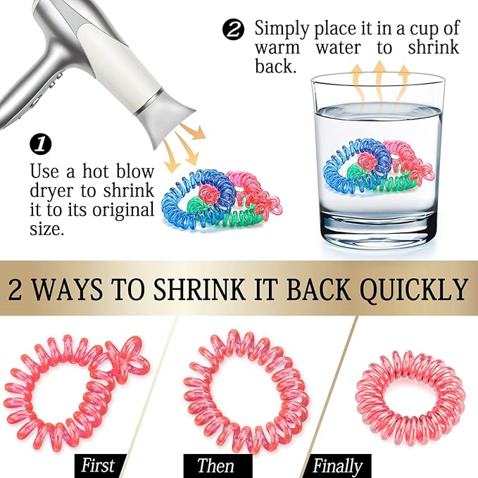 27 PCS Spiral Hair Ties,No Crease Coil Hair Bands, Phone Cord Hair Ties for Thick Hair - Women Ponytail Holder Elastics