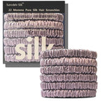 Suncdelv Silk,100% Silk Scrunchies for Hair,22 Momme Hair Ties for Anti-Crease & Breakage,Natural Women Hair Accessories，Fashion Hairbands 6PCS(Red Bean Paste)