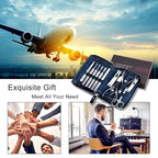 Manicure Kit, FAMILIFE Professional Manicure Set Nail Kit, 11 in 1 Stainless Steel Nail Clippers Set for Men Pedicure Tool, Men Grooming Tool with Portable Blue Leather Travel Case Luxury Gifts