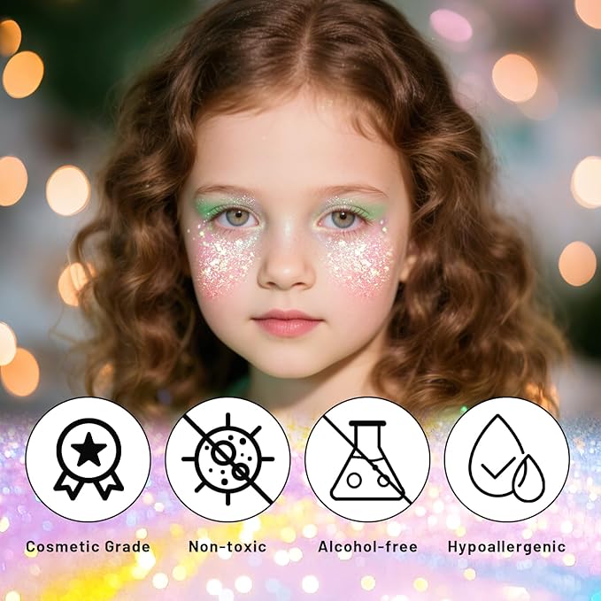 DAGEDA White Body Glitter Stick,Sparkly Face Glitter Makeup,Holographic Hair Glitters Mermaid Makeup Rave Outfits for Women, Shimmer Face Paint Stick Singer Concert Accessories