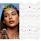 10Pcs Rainbow Face Makeup Patches, Glitter Freckles Face Tattoo for Teenagers & Young Women, Sparkle Freckles Waterproof Face Glitter Freckles for Christmas (10PcsH Rainbow)