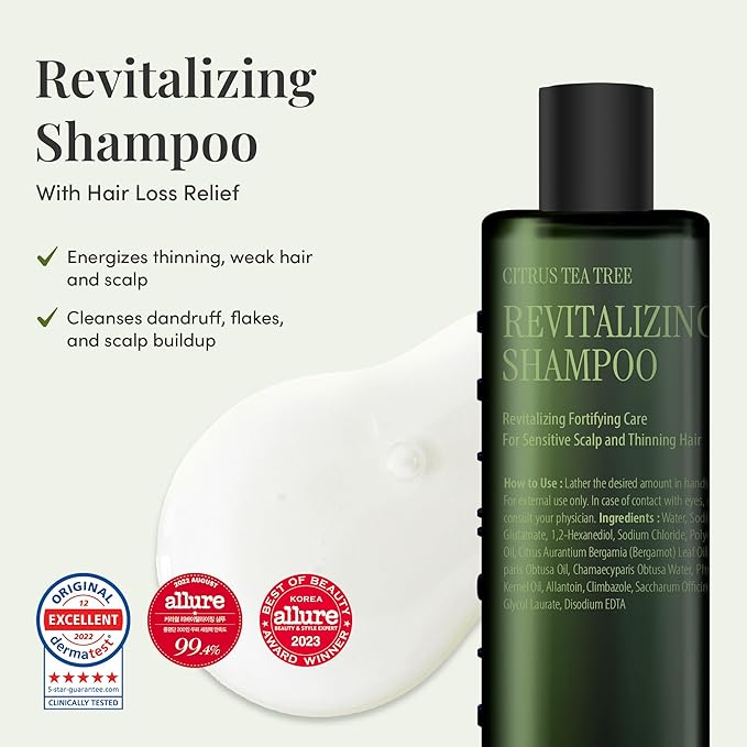 CURLYSHYLL Revitalizing Shampoo for Thinning Hair | Volumizing & Fortifying Care | Daily Scalp Shampoo with Citrus & Tea Tree (360ml)