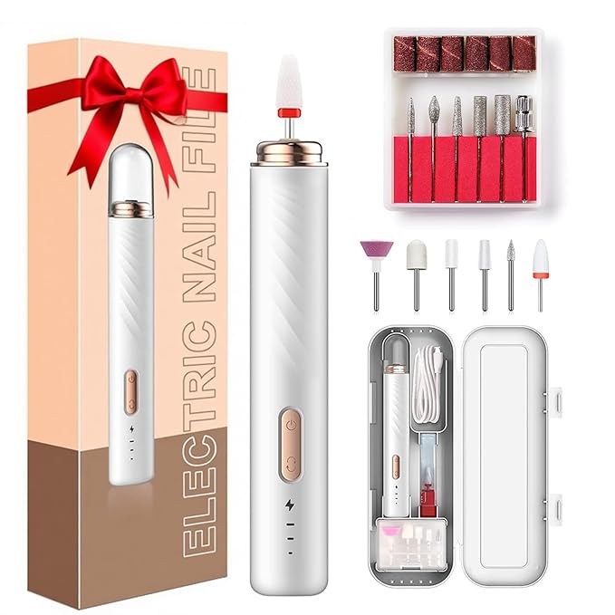 Professional Cordless Nail Drill Kit - Electric Nail File for Manicure Pedicure, Rechargeable & Portable with 6 Bits, Dust Collector, Quiet 30,000 RPM - Gifts for Women/Nail Tech