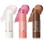 Cool Story 3-in-1 Makeup Set, Highlighter, Blush and Contour Balm Stick, Cream Formula for Face Contouring, Professional Cosmetic Kit (SET-A)