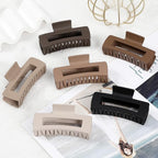 4 Inch Big Hair Claw Clips 6 Pcs Large Claw for Thick Hair Square Hair Clips for Women Rectangle Hair Clips Nonslip Acrylic Banana Jaw Clips Hair Accessories for Girls (Coffee Brown)