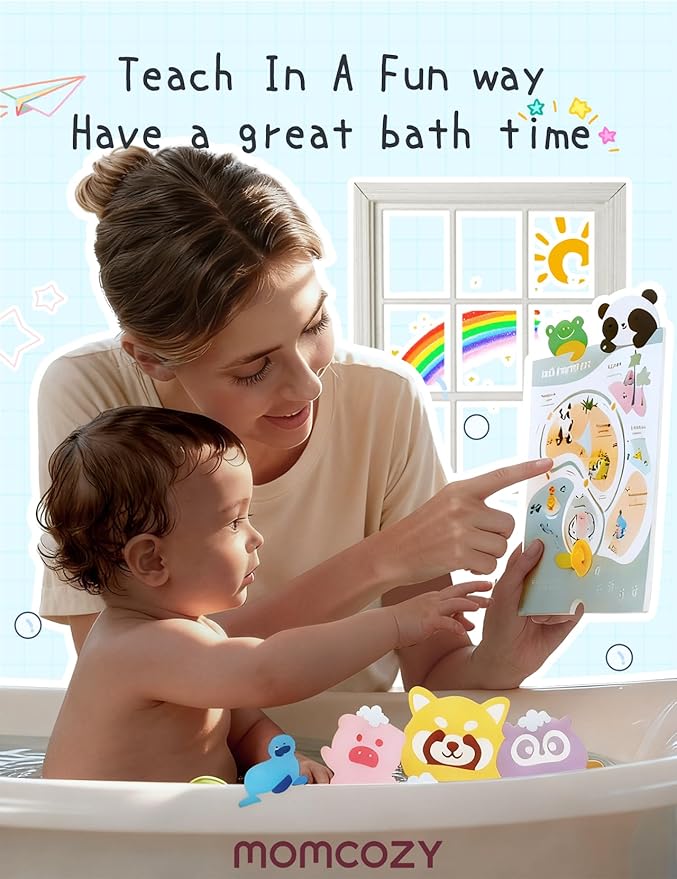 Momcozy 14-Pack Animal Bath Bombs with Essential Oil, Ideal Christmas Gift for Happy Educational & Fun Bath Time, Bath Bombs Kit with 7 Cute Animal Shapes, Ideal Gifts for Kids Girls Boys Toddler