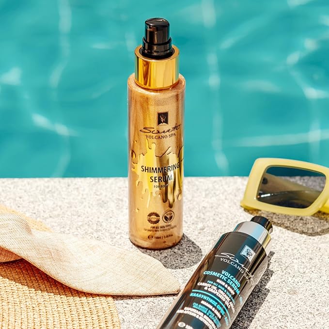 Olive Spa Body Shimmer Oil 100ml – Hydrating Glow Enhancer Glitter Body Oil with Micro Pearls – Fast Absorbing Shimmer for Moisturizing, Illuminating and Shine