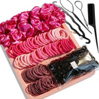 YANRONG 1159PCS Hair Accessories for Woman Set Seamless Ponytail Holders Variety Hair Scrunchies Hair Bands Scrunchy Hair Ties For Thick and Curly (1159PCS (Rose Red))