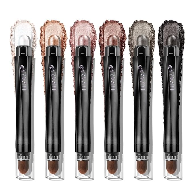 Brown Eyeshadow Stick Makeup Set 6PCS, Neutral Shimmer And Matte Cream Eye Shadow Palette, Metallic Bronze Smoky Eyeliner Brightener Crayon Pencil Kit, Ideal Gift for Women -Dusk Bloom