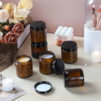 4oz Amber Glass Jars with Lids - 12 Pack Cosmetic Containers for Travel, Lotion, Cream