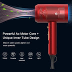 Slopehill Professional Ionic Hair Dryer, Powerful 1800W Fast Drying Low Noise Blow Dryer with 2 Concentrator Nozzle 1 Diffuser Attachments for Home Salon Travel (Agate Red)