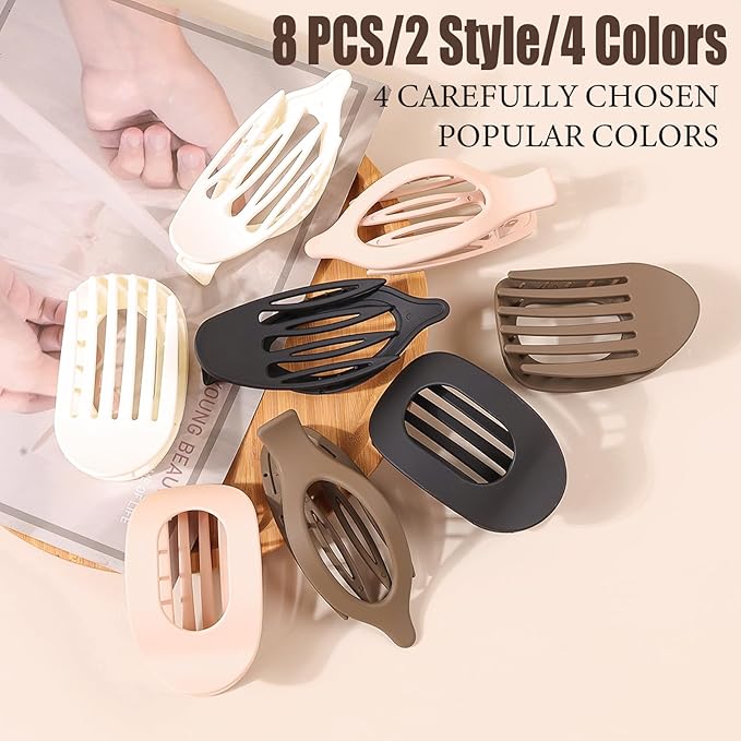 8 Piece French Flat Hair Clips for Women – Matte No-Slip duckbill Claw Barrettes for Thick & Thin Hair, Side Slide Volume Clips for Girls