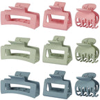 3 Style Hair Accessories for Women: Medium Rectangle Clips for Thick Hair, Square Clips for Thin Hair - 9 pcs Colorful Set