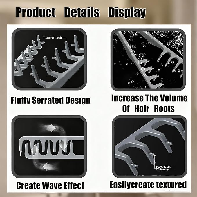 Texture Comb, 2025 Upgrade Volumizing Wide Tooth Hair Styling Comb, Men's Fluffy Texture Hair Styling Appliances