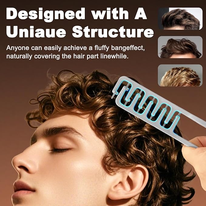 Texture Comb, Voluminous Wide Toothed Hair Comb, Wide & Fine-Toothed Dual-Purpose SetBangs Seam Grooming Accessory for Women and Men, ABS plastic with textured grip(1 SET)