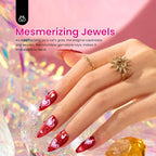 Beetles Gel Nail Polish Set, 6 Colors Silver Cat Eye Gel Polish Sheer Jelly Red Pink Yellow Green Black Neon Gel Translucent Glitter Effect with Magnet Soak Off UV Manicure Gifts for Women