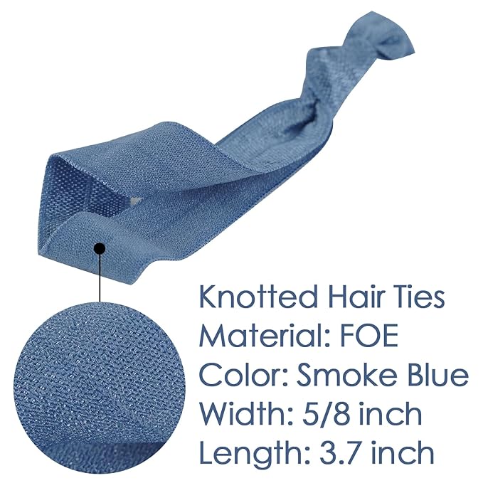 MEEDEE 100 Pack Smoke Blue Hair Ties For Women Blue No Crease Knotted Hair Ties Soft No Damage Elastic Hair Ribbon Ouchless Yoga Elastic Bracelets