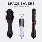 Dual Voltage Hair Dryer Brush Travel Blow Dryer Brush in One,2 inch Portable Mini Hot Air Brush,Travel Hair Tools/Volumizer/Straightener/Curler,European Blow Dry Brush with EU&UK Plug