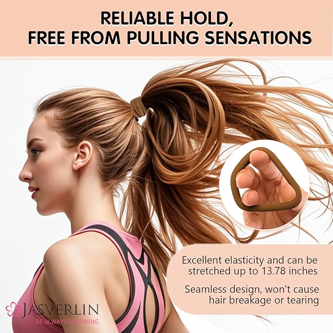 Sandy Blonde Hair Ties for Thick Hair, 2.4 Inch Large Seamless Cotton Ponytail Holders Soft Cloth Stretchy Strong Elastic Bands No Damage Crease 30 Pcs