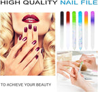 6 Pack Glass Nail File with Case, Crystal Fingernail Files Set, Double Sided Finger Nail Files, Professional Manicure Nail Care for Women, Christmas Gifts Stocking Stuffers