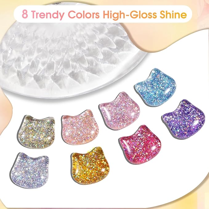 ROSALIND Glitter Gel Nail Polish, 8 Color Gold Glitter Gel Polish Sparkle Diamond Effect Sparkling Collection Soak Off Led Nail Art DIY Salon Gifts For Women