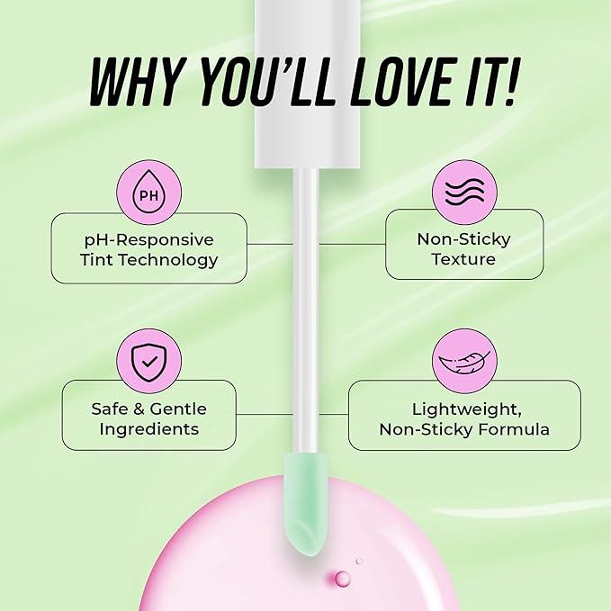 The Beauty Spy Yuli Color Changing Lip Oil | Hydrating Lip Gloss Korean | pH-Reactive Non Sticky Lip Gloss Formula With Argan Oil, Squalane, Shea Butter | Glass Shine Effect (Green Plum)