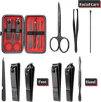 COSHAYSOO Christmas Stocking Stuffers Small Useful Funny Birthday Gifts for Husband Wife, 7 Pcs Travel Manicure Set with Black Case Nail Clipper Grooming Fingernail Care Kit I Love My Wife