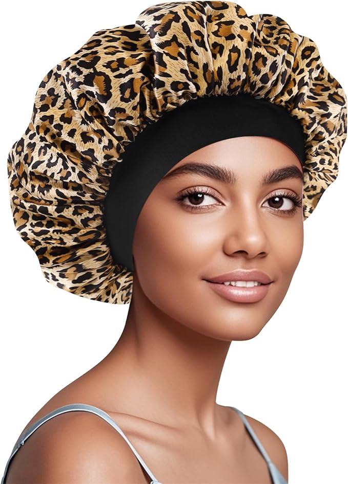 Satin Silk Bonnet for Sleeping, Soft Satin Lined Hair Bonnet for Women, Double Layer Sleep Nightcap