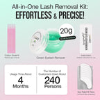 LASHVIEW Eyelash Extension Remover Cream Gentle Aloe Vera Formula, Lash Removal Kit with Eye Patches & Cotton Swabs(20g)