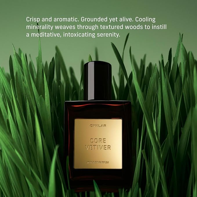 CYKLAR Perfume Oil Roll-On. Travel-Friendly Core Vetiver Fragrance, with Driftwood and Clary Sage Notes. Long-Lasting Essential Oil Parfum for Women and Men. 0.5 Fl Oz Scented Rollerball Bottle