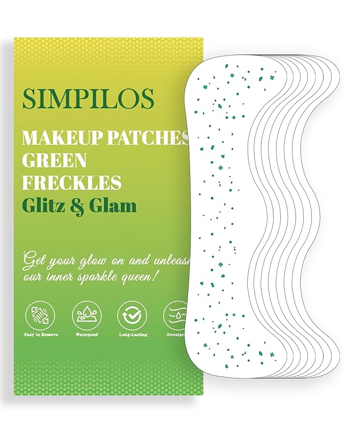 Green Face Glitter - Waterproof and Long-Lasting Body Glitter Speckles, Sparkle Makeup Patches for Festivals and Parties (Green - 8 Sheets)