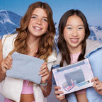 Petite 'n Pretty Sparkle Storm Makeup Gift Set for Kids, Tweens and Teens - Cool Vibes Eye & Cheek Palette, Brushes, 10K Shine Lip Gloss, Sparkly Ever After All Over Glitter in Blue Sherpa Bag