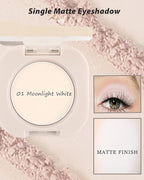 Single Matte Eyeshadow,Nude White Eye Shadow Palette Primer Base Hightlight Makeup,High Pigment Waterproof Pressed Eye Shadows Powder with Smooth Lightweight Blendable Formula for Daily Eye Look-01