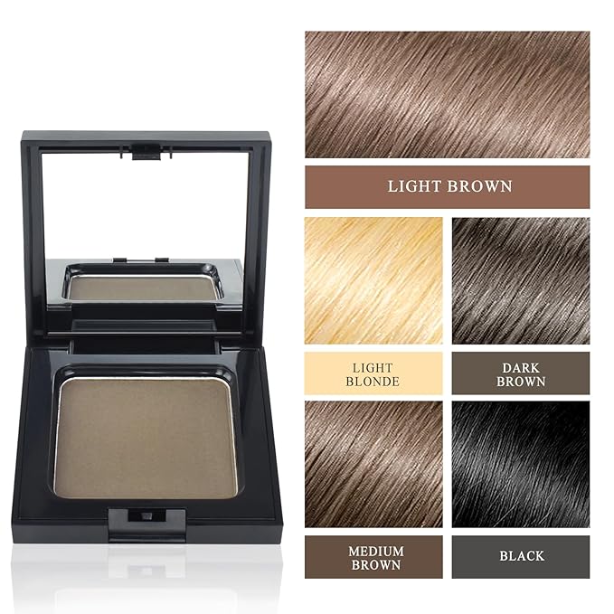 VOLLUCK Root Touch up Powder, Long-lasting Gray Hair Cover up Powder for All Hair Types, Waterproof for Women and Men (Light-Brown, 0.42 0unce)