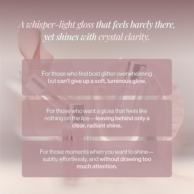 ENTROPY MAKEUP Tulle Lip Gloss, Lightweight 3D Pearl Shimmer, Ultra-Gloss High Shine, Non-Sticky Moisturizing Lip Gloss with Peptide Complex, Robe