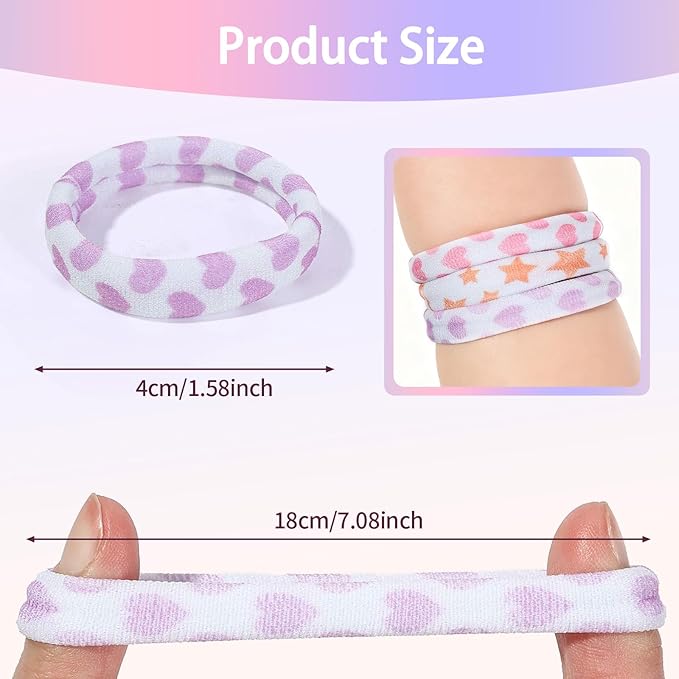 Bessrung 50 PCS Seamless Hair Ties, No Damage Elastics Hair Ties for Women Girls, Soft Stretchy Ponytail Holders for Thin Thick Hair, Snag-Free Hair Bands Stocking Stuffers Christmas Gift(Love)