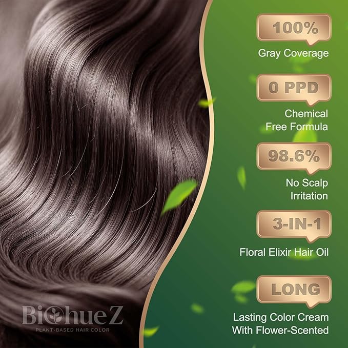 Permanent Hair Dye Hair Color for Gray Hair Coverage PPD-Free Hair Color Kit Medium Brown Hair Dye 3C Dark Mocha Brown Chocolate Brown
