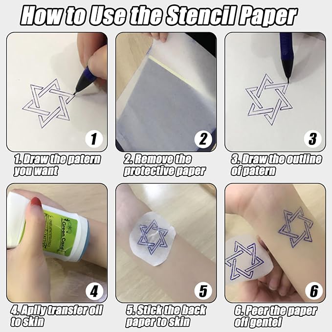 2MM Tattoo Practice Skin with Transfer Papers Kit - YONGDA 20pcs Double-Sided Realistic Fake Skin with 20 Thermal Stencil Papers for Tattoo Training, Beginner & Professional Use